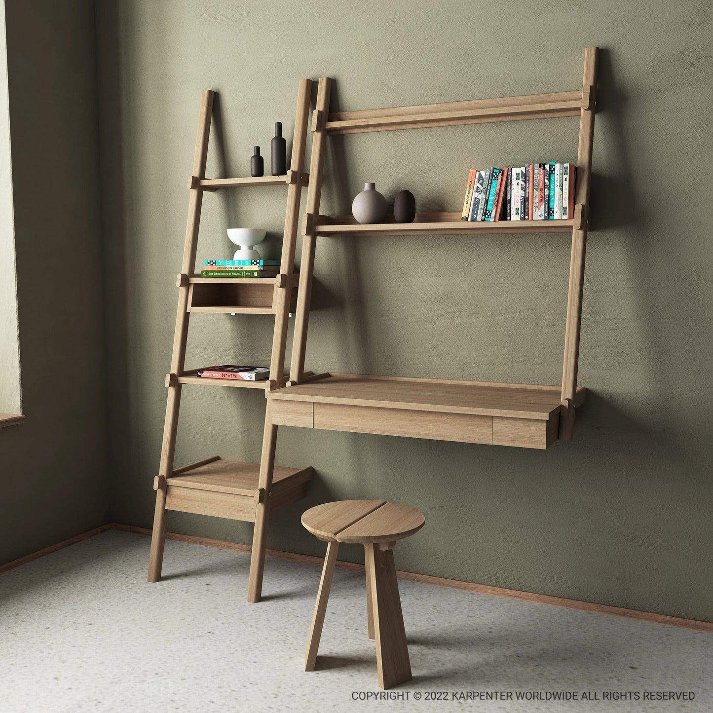 Simple city desk with east stool