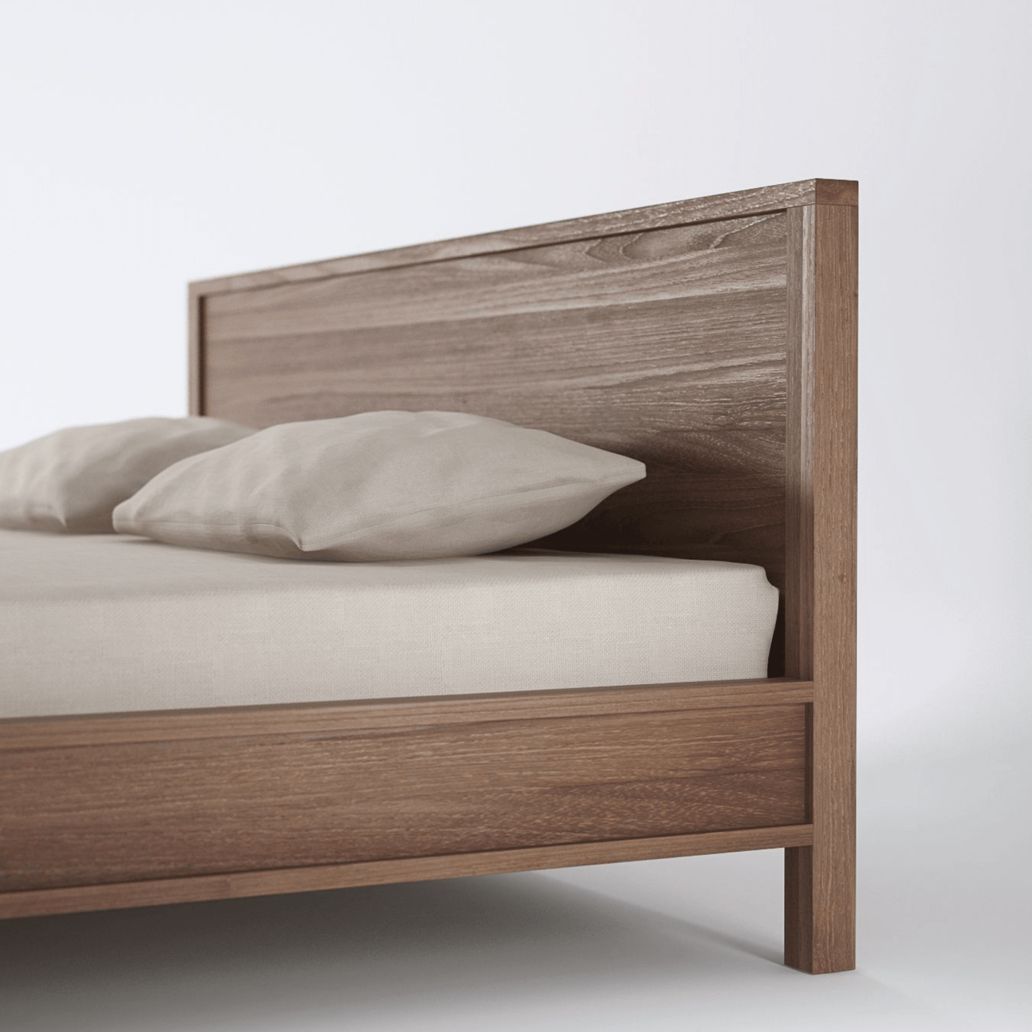 Solid Teak Bed Frame with Pillows