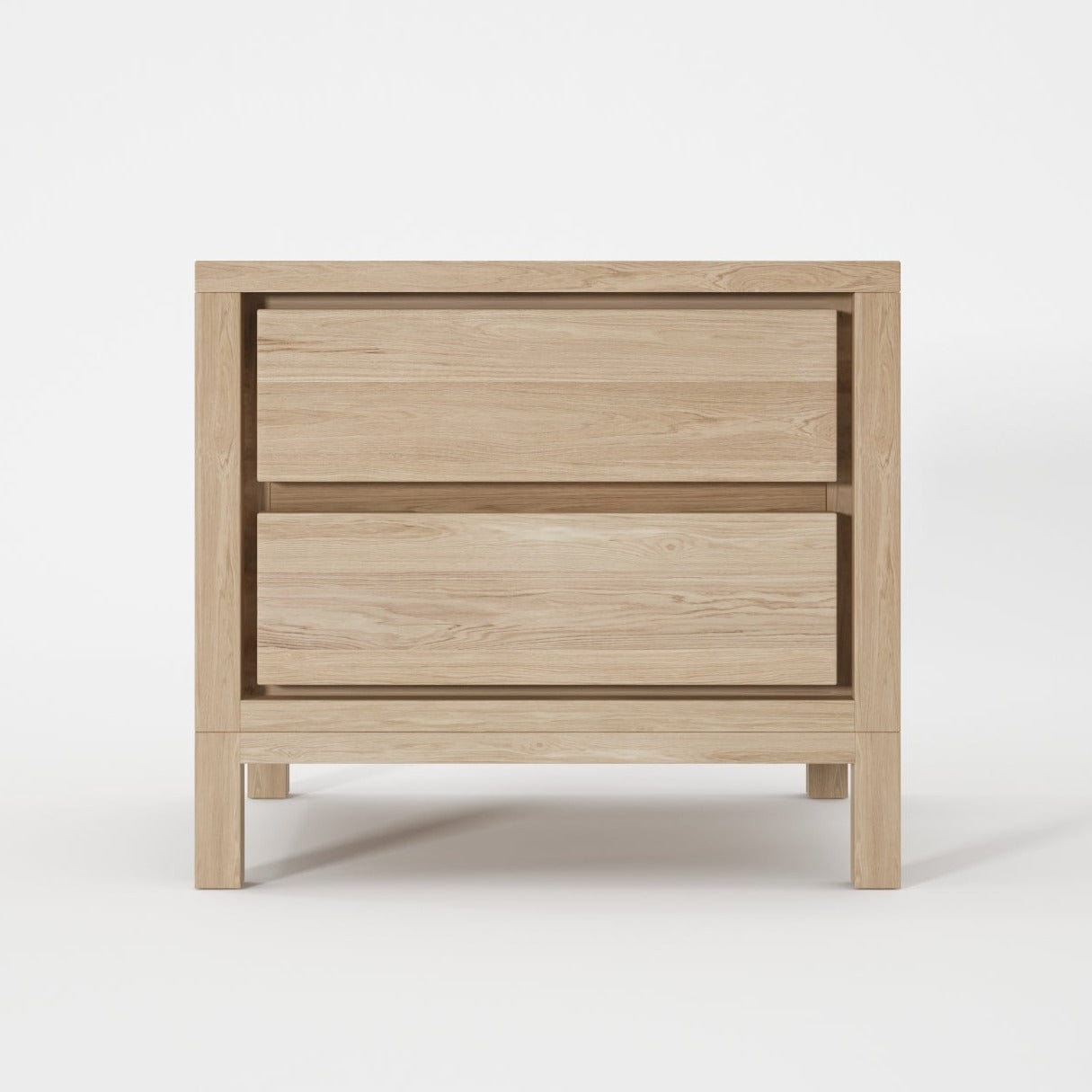 Solid wood bedside table with two drawers