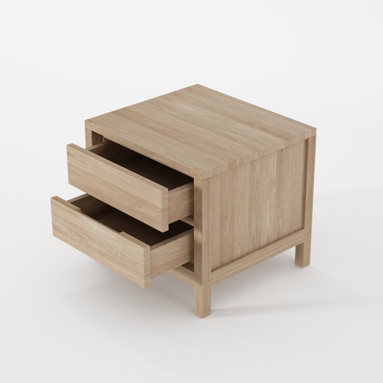 Solid wood bedside table with two drawers