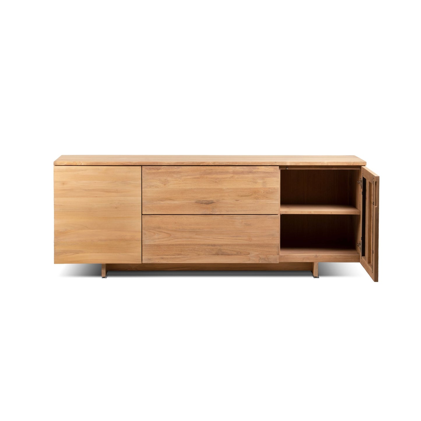 Wooden sideboard with open door