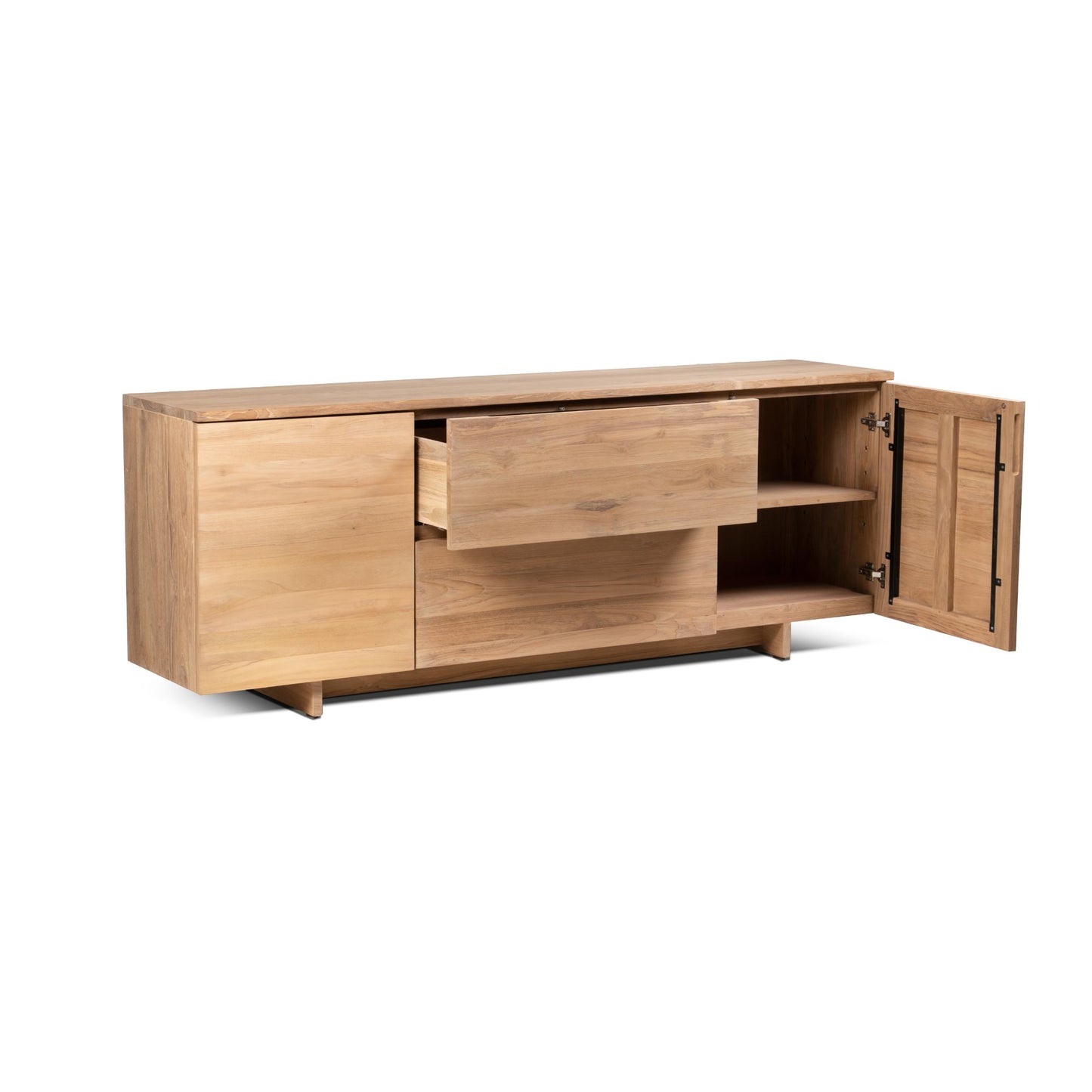 TRE020_5 Wooden sideboard with open drawer and door