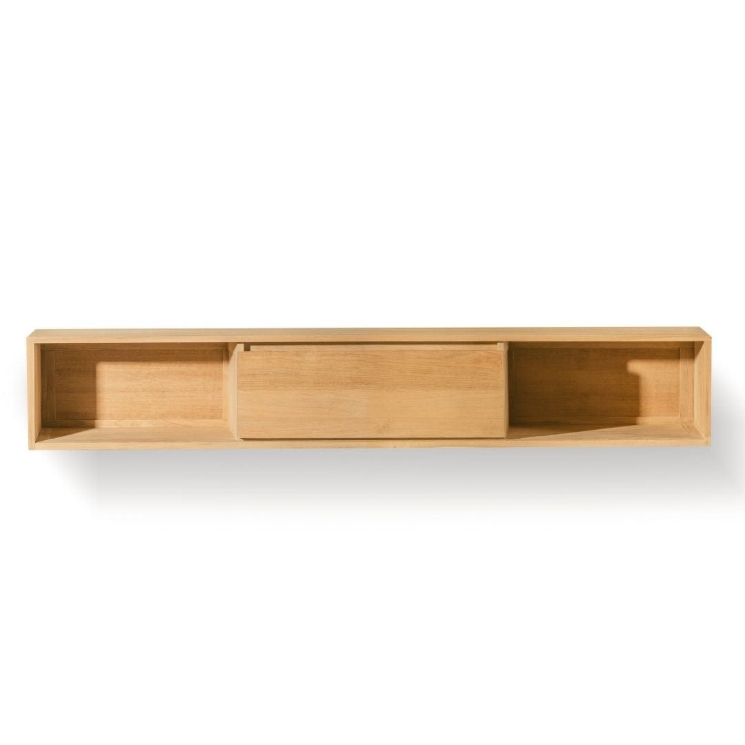 TRE027-3 Wooden floating shelf with drawer