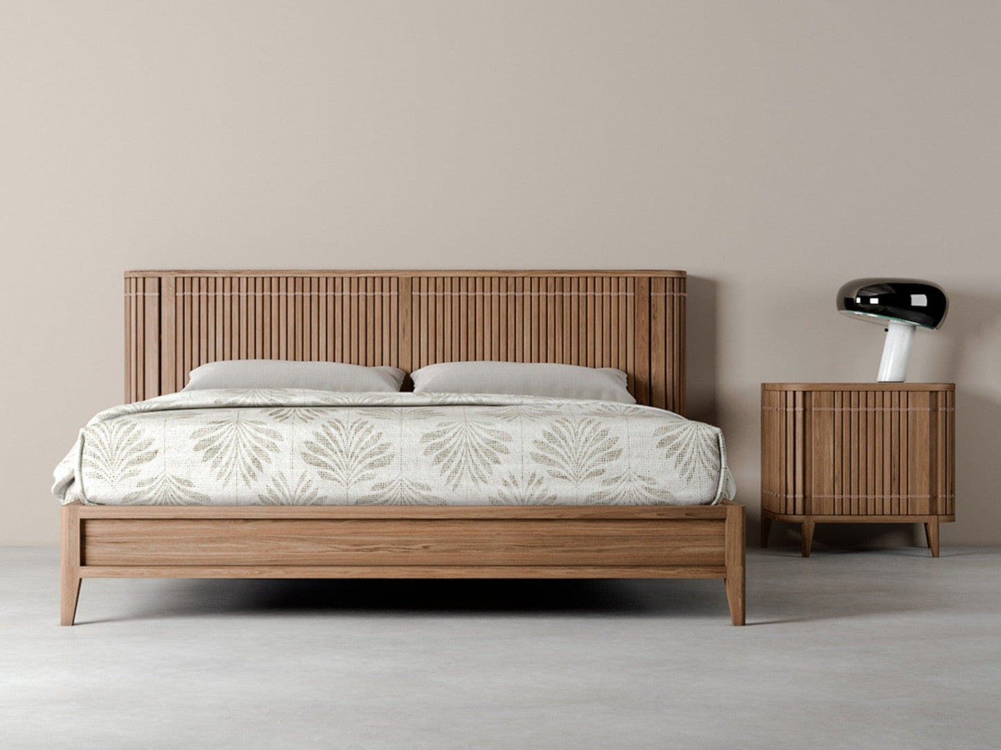 Teak Koppar Bed with matching Bedside Table