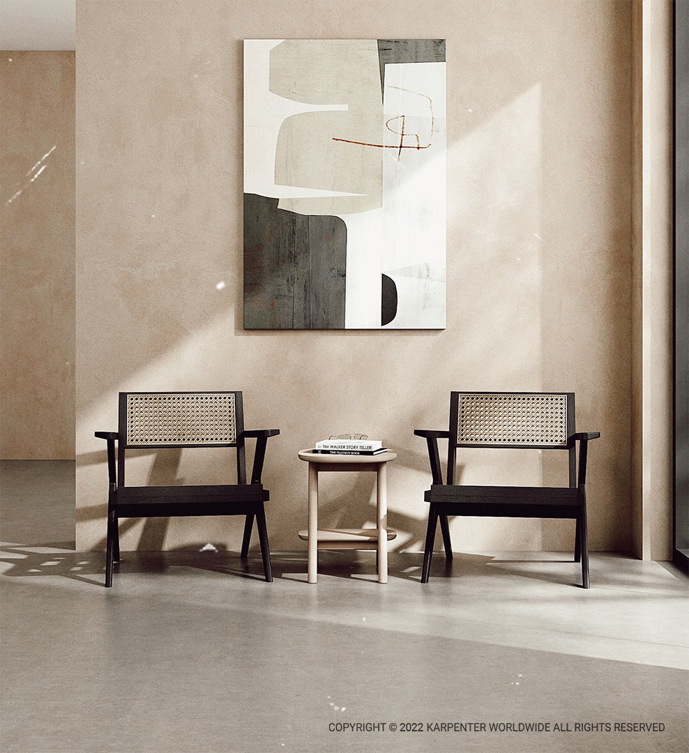 Tribute Easy Chair & Curbus Side Table - White Ash Natural in modern interior