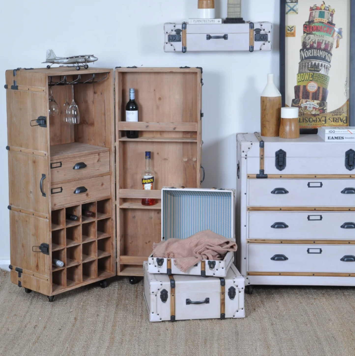 Edited trunk bar cabinet and storage