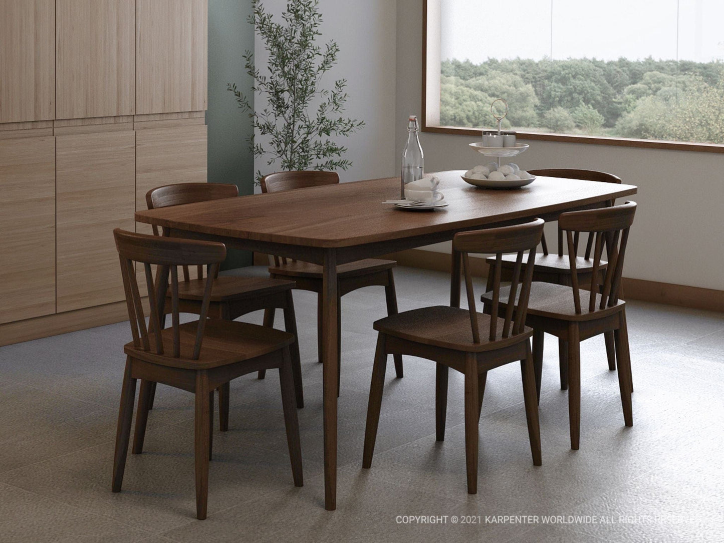 Teak Twist dining table with chairs
