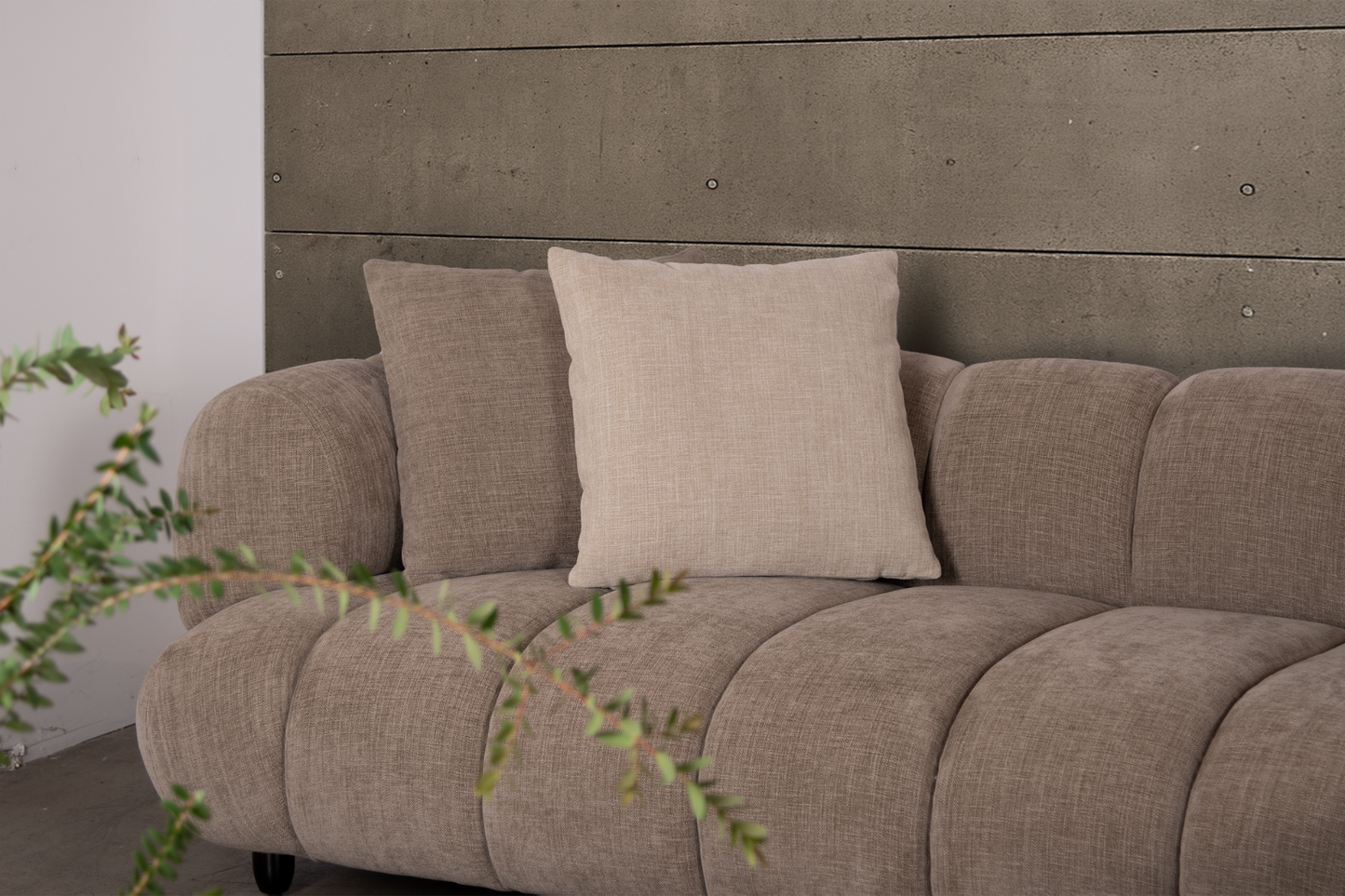 Reya 4 Seater Lounge in Mushroom Fabric