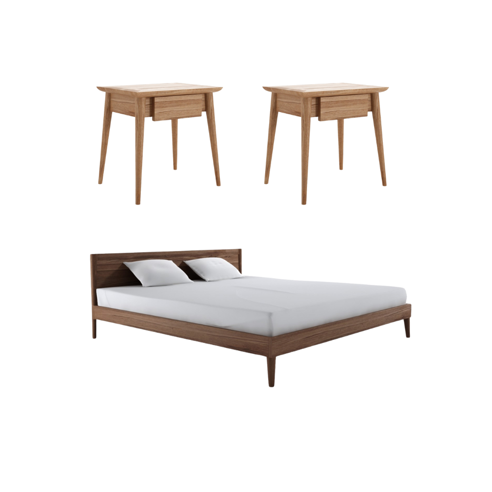 Bedroom furniture set with bed and nightstands