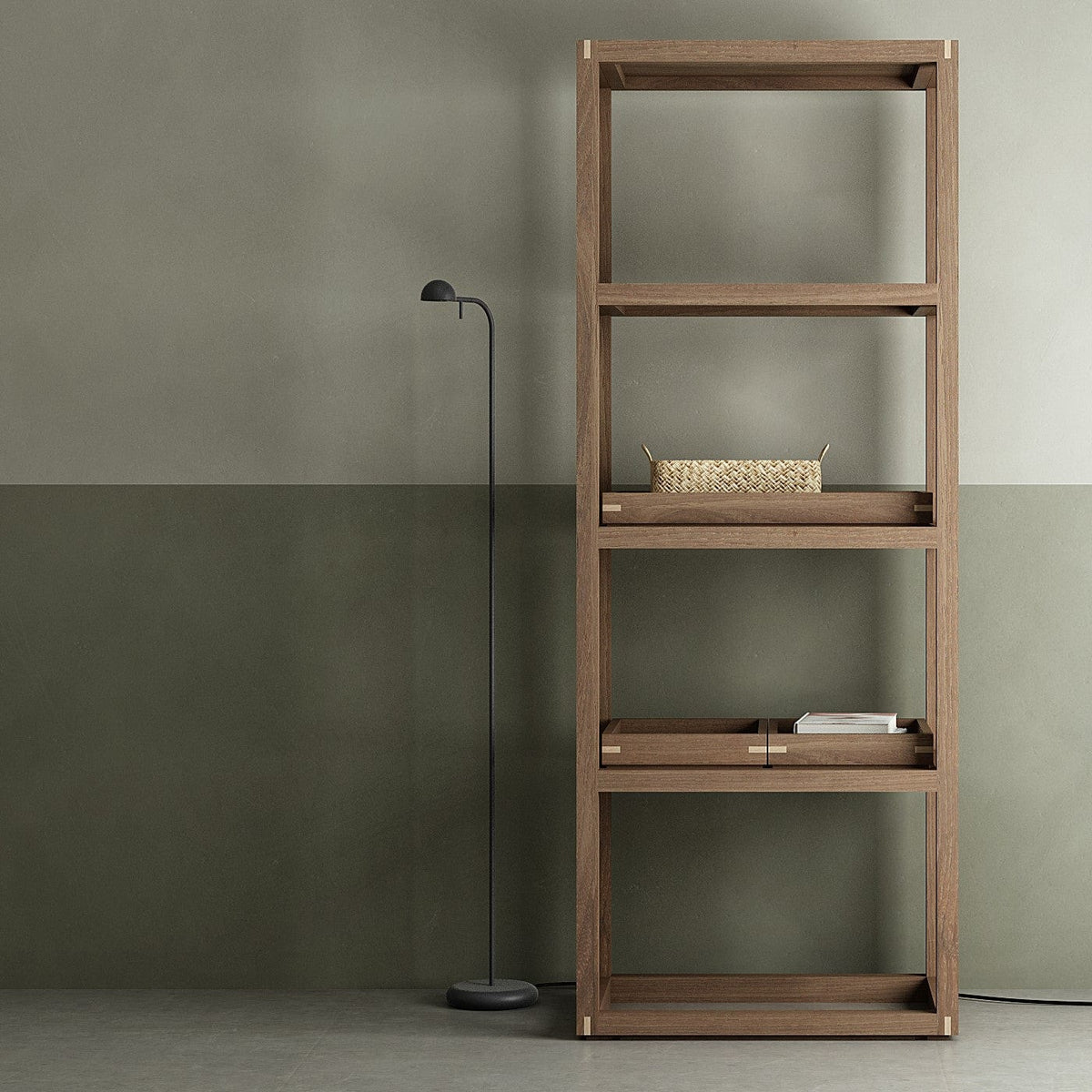 Teakwood vertical rack with trays