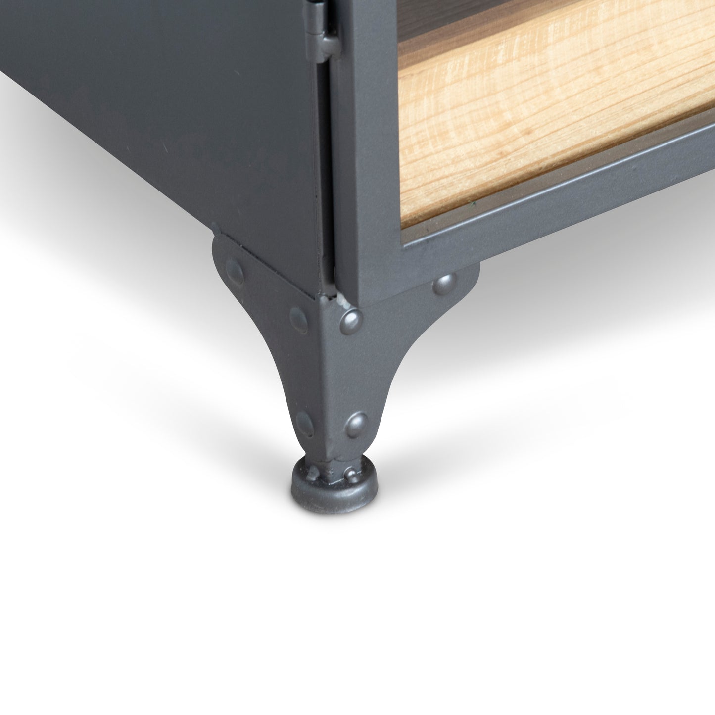 WH4006 cabinet leg detail with metal and wood finish