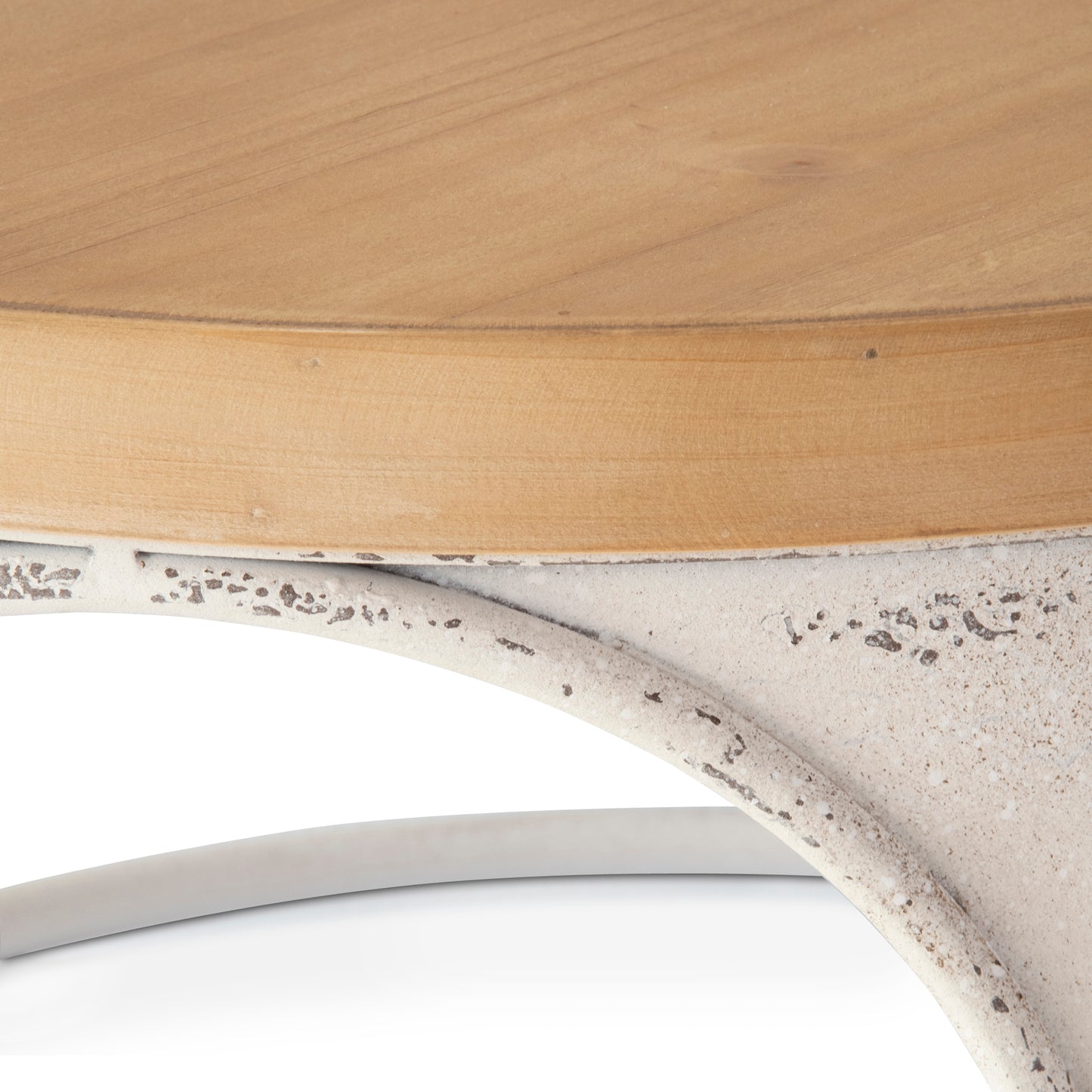 Distressed metal and wood table detail