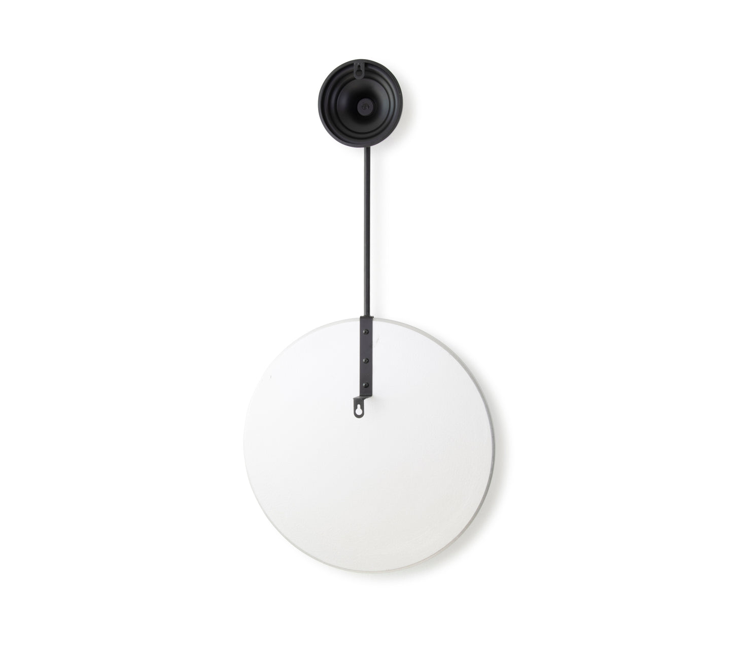 Modern Round Mirror with Black Metal Accents