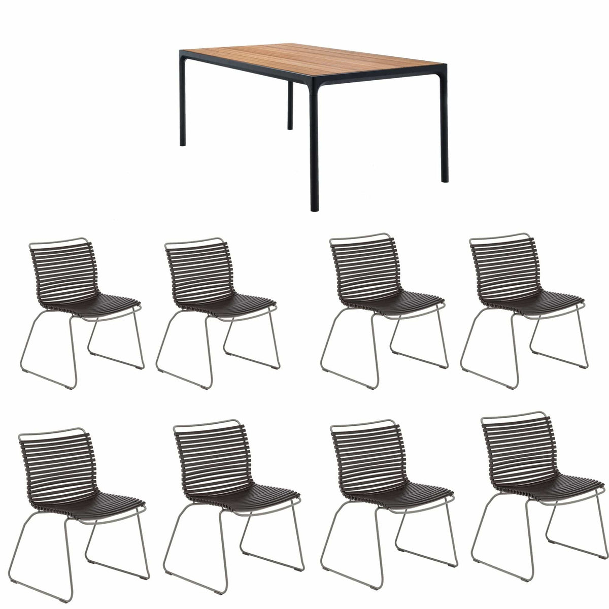 Black table set with four chairs