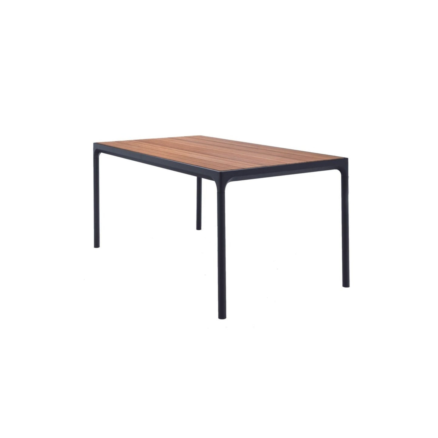 Black four-person table with wood top