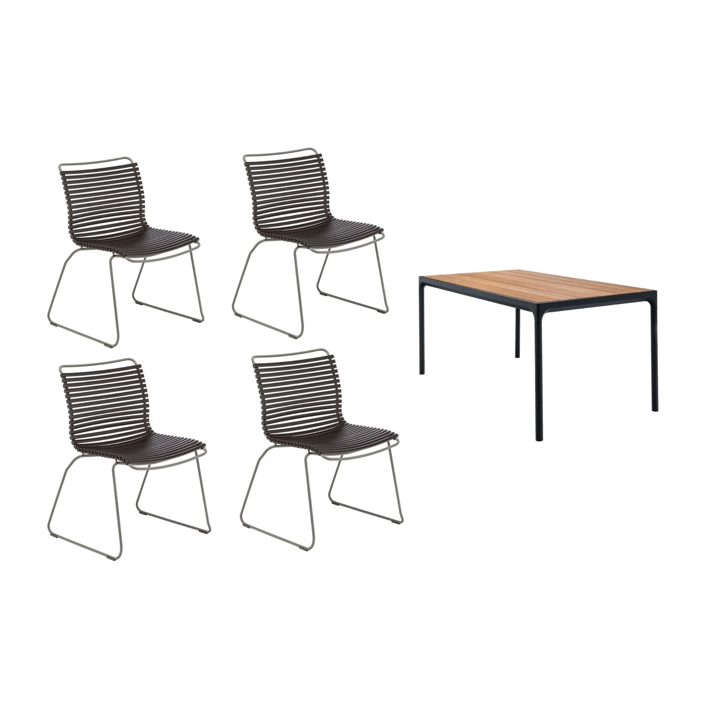 Four chairs and table set