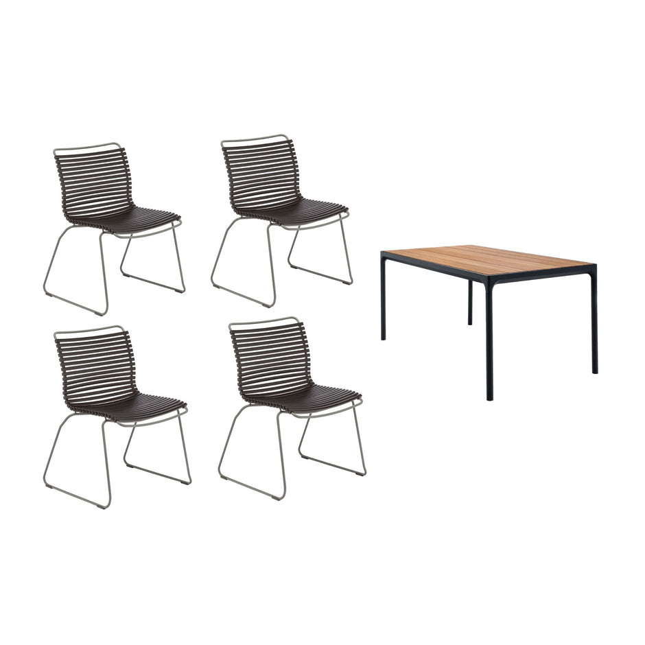 Four chairs and table set
