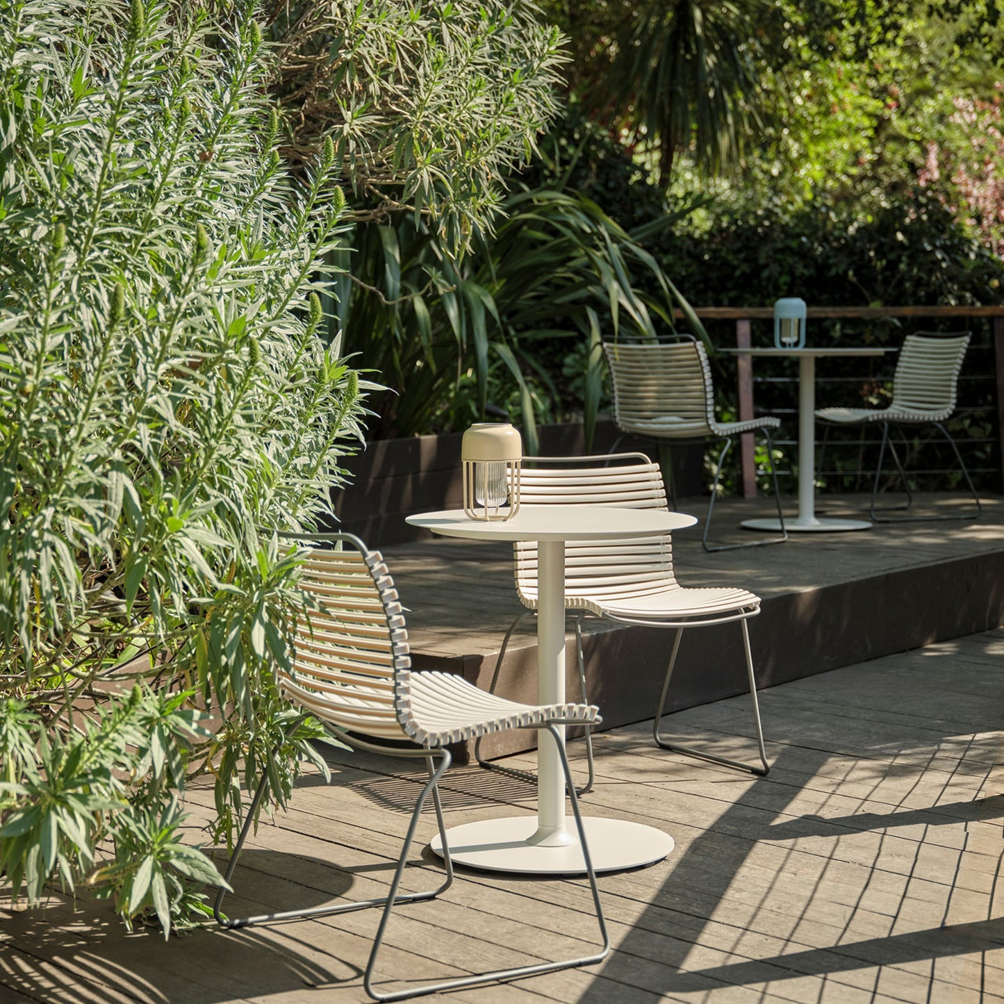 White outdoor chair and table set