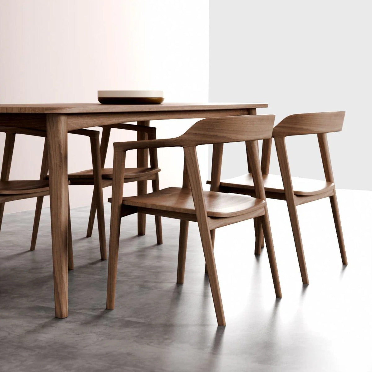 Wooden dining table with chairs