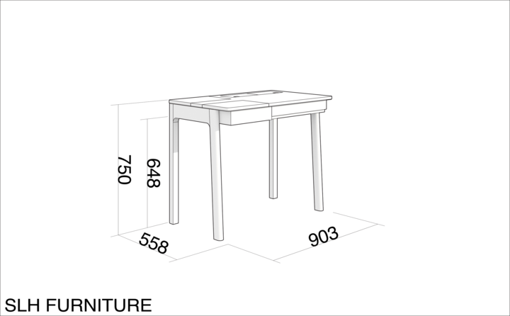 Circa desk outline with dimensions