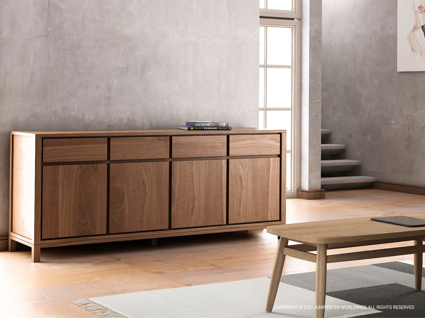 Wooden sideboard oKSD009O-KT008O in modern living room