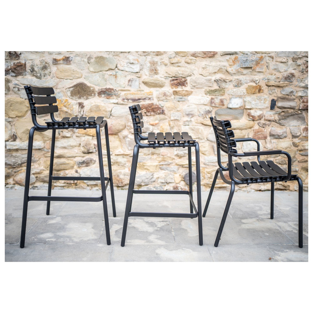 Black metal outdoor bar chairs