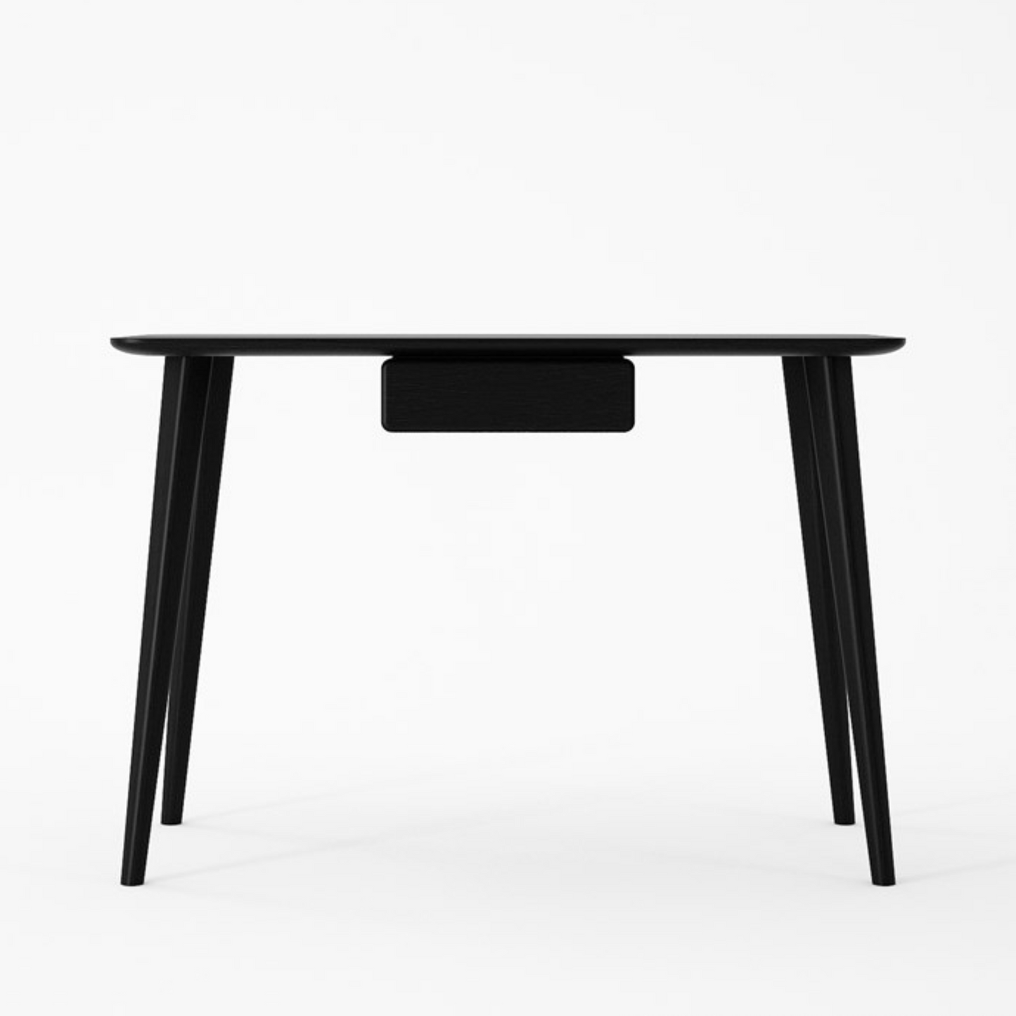Black desk with drawer.