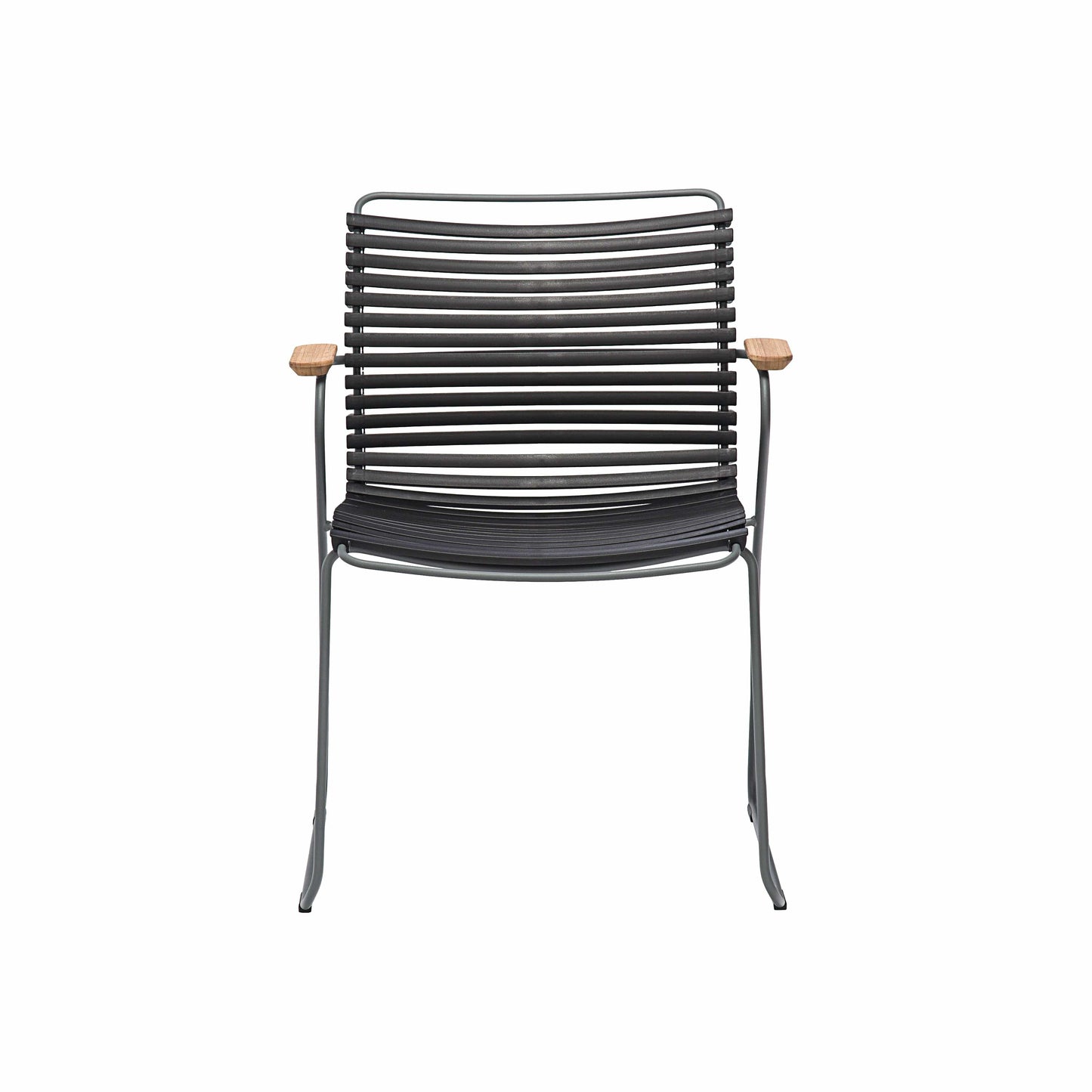 Black outdoor chair with wood armrests, 2018 collection