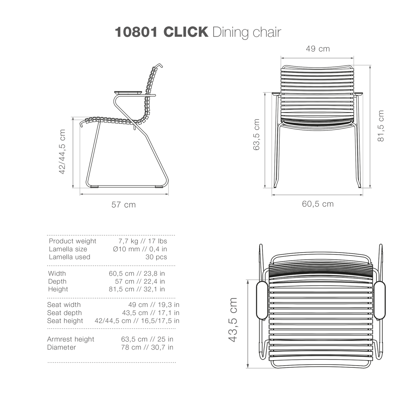 CLICK Dining Chair - High-Res Diagram