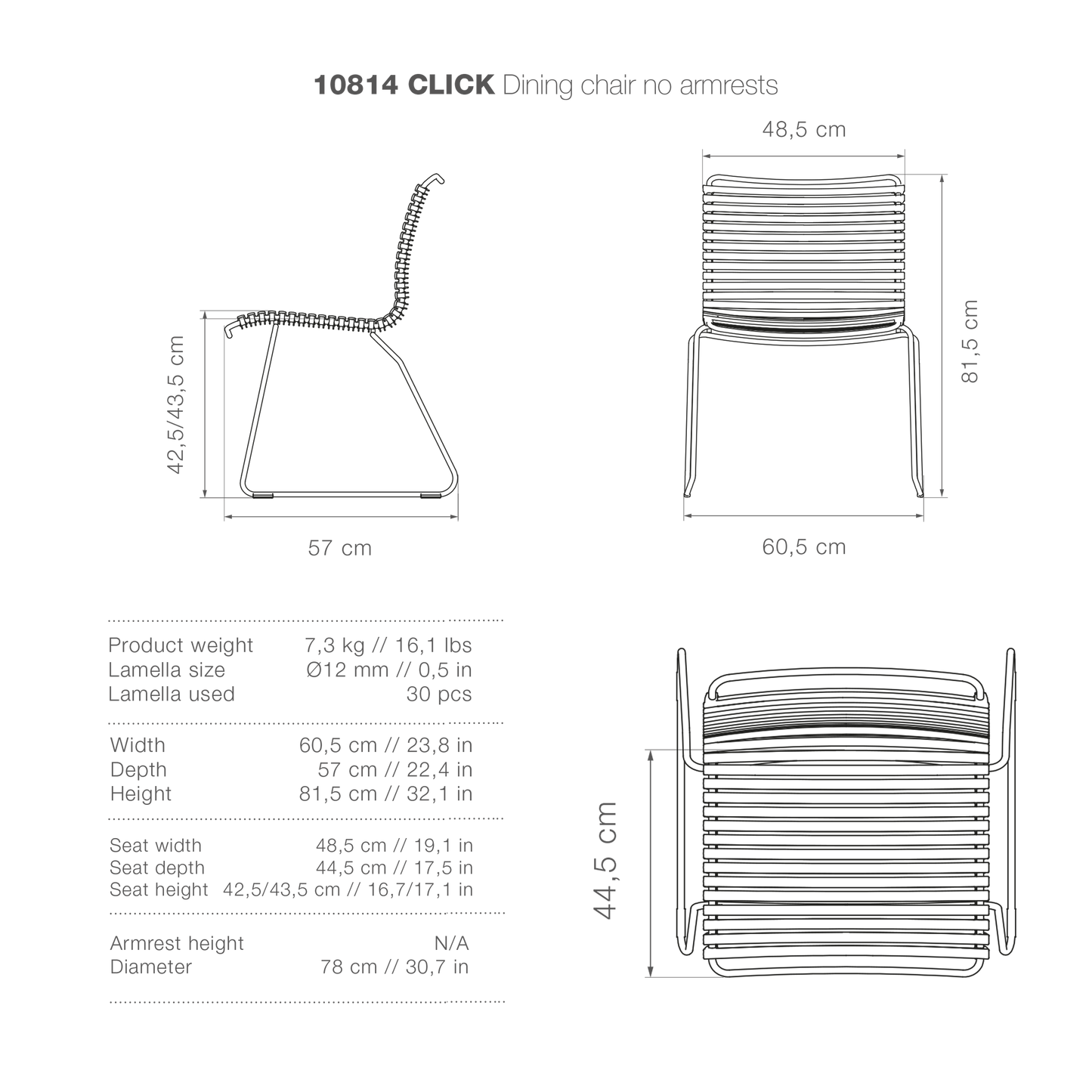 CLICK Dining chair without armrests