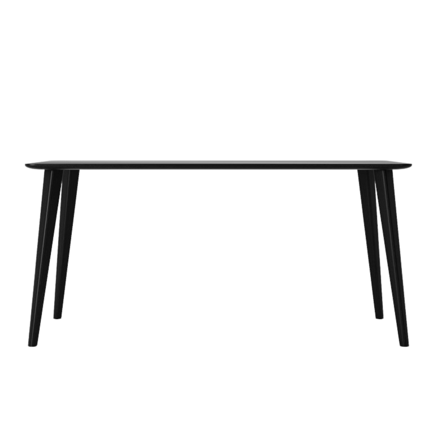 Black rectangular table with angled legs.