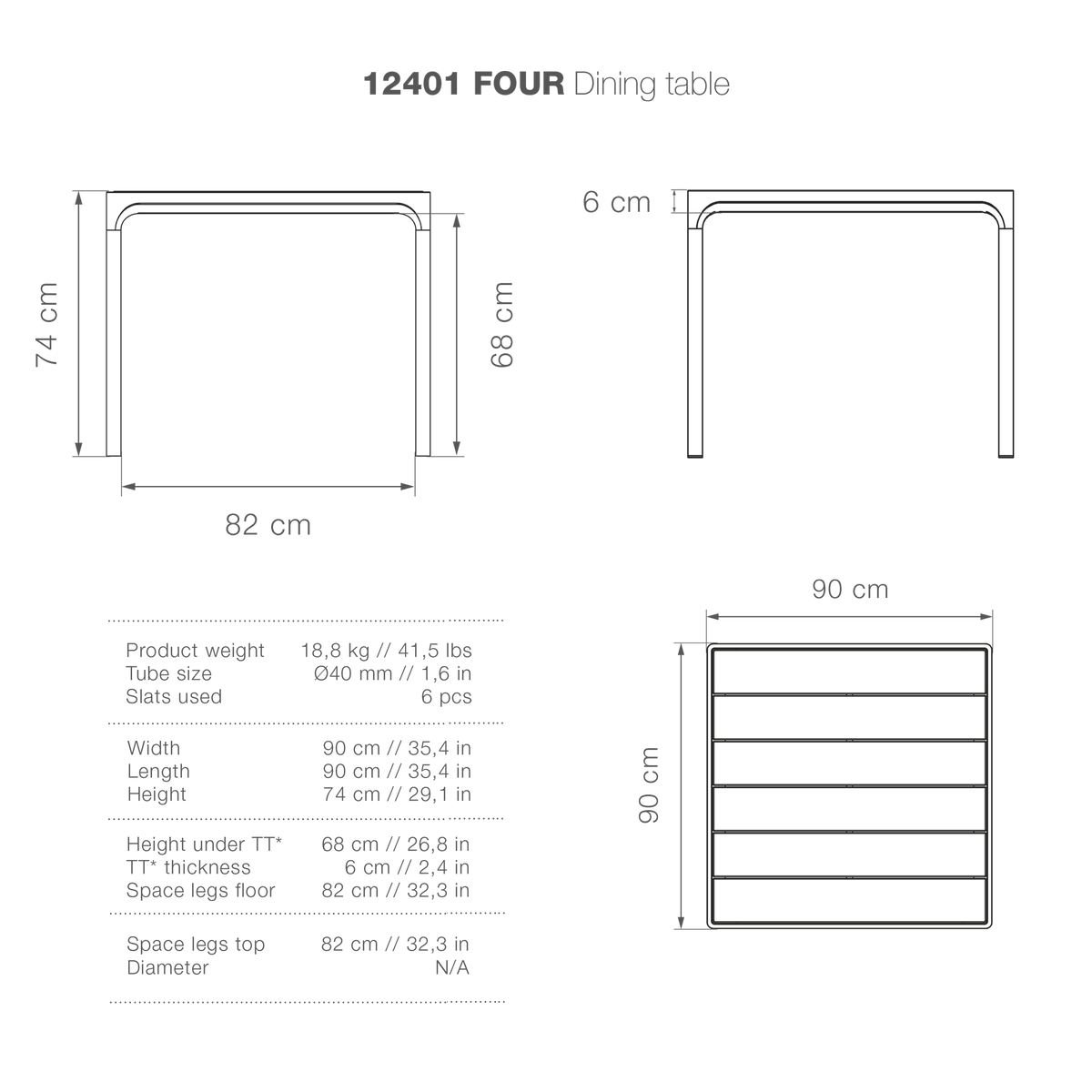FOUR Dining table 90x90 high-res image