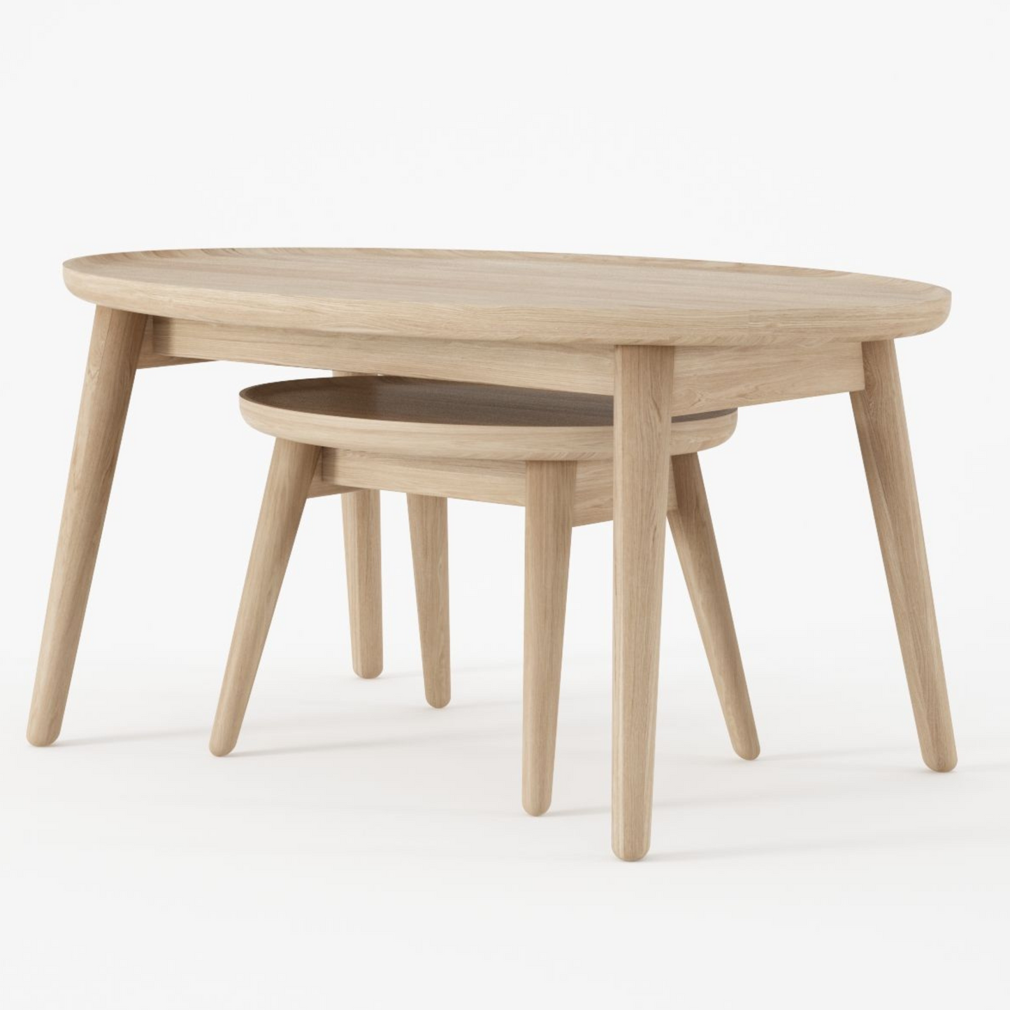 Wooden oval coffee table set