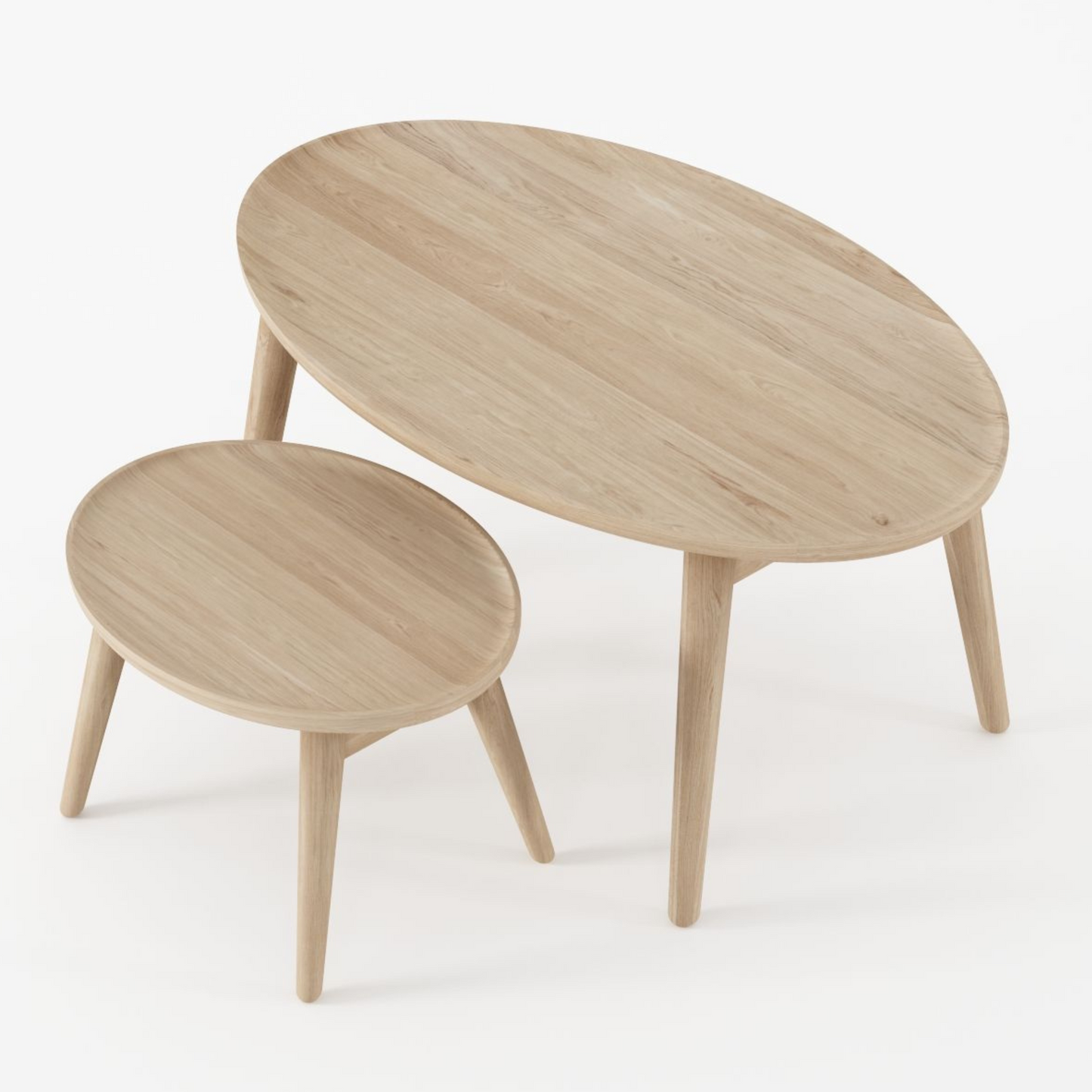 Wooden oval coffee tables set