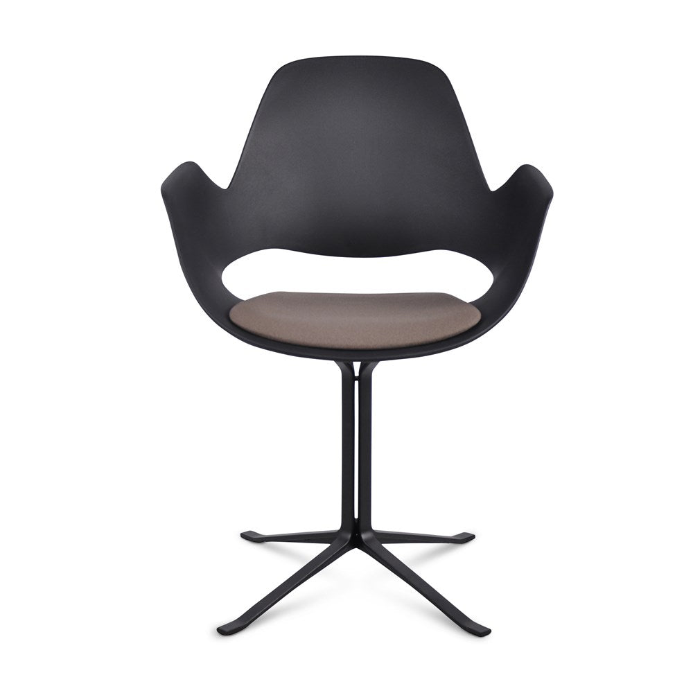 Black modern chair with brown seat