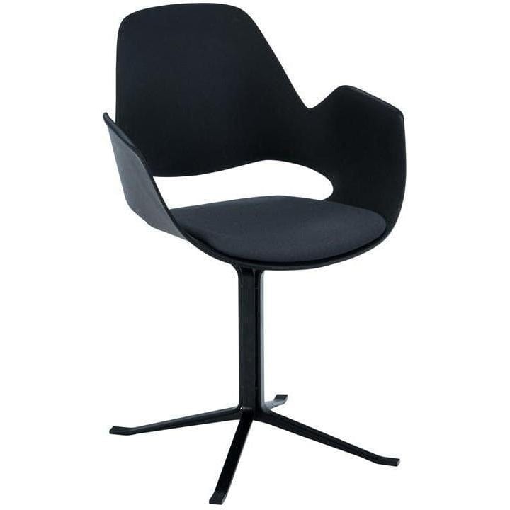 Falk Padded Seat Chair with Armrests & Column Leg by Houe (Black & Dark Grey)-Indoor Furniture-Houe-SLH AU