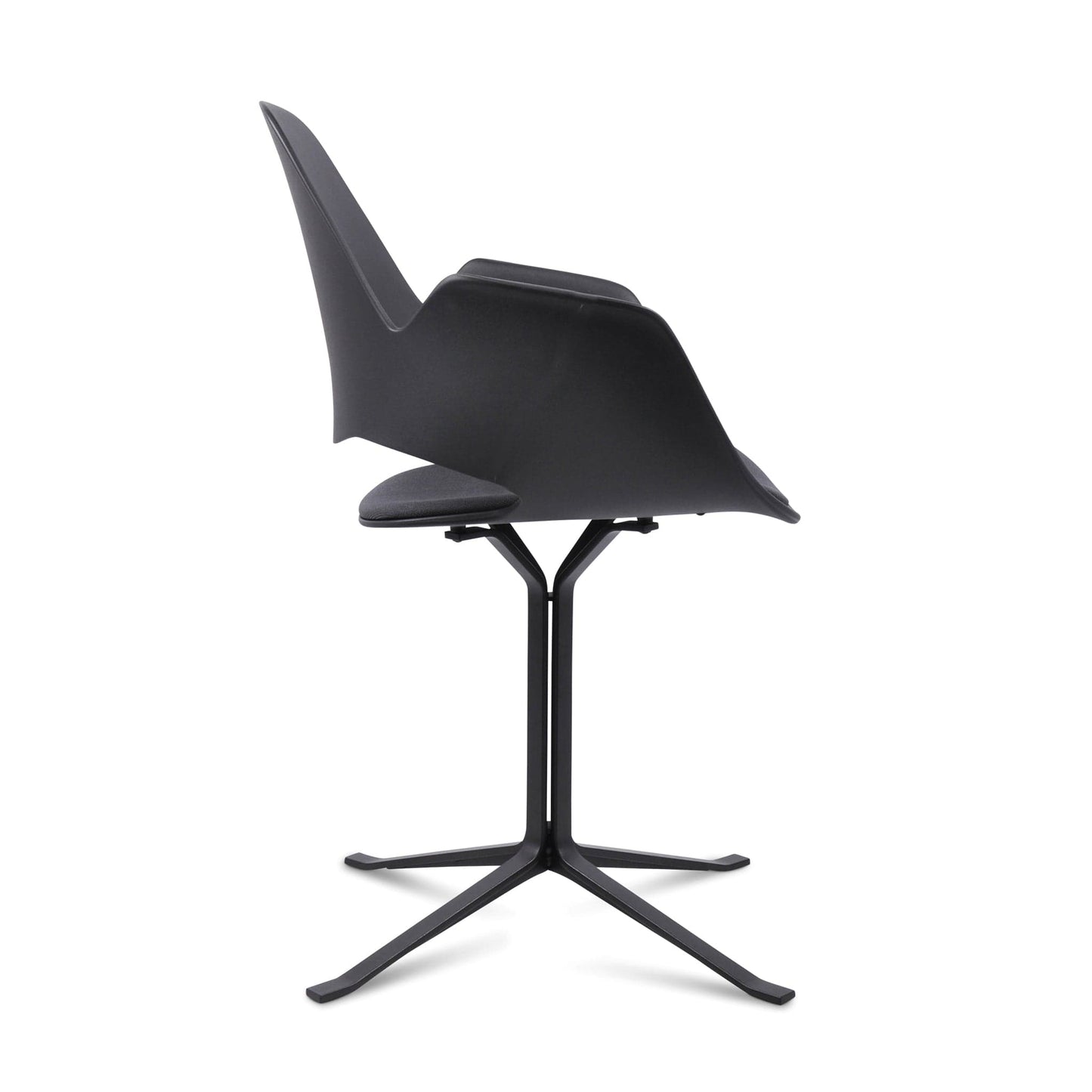 Black modern chair on a white background.