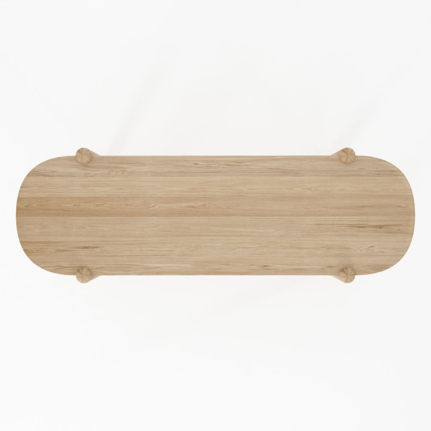 Wooden oval table with rounded legs.