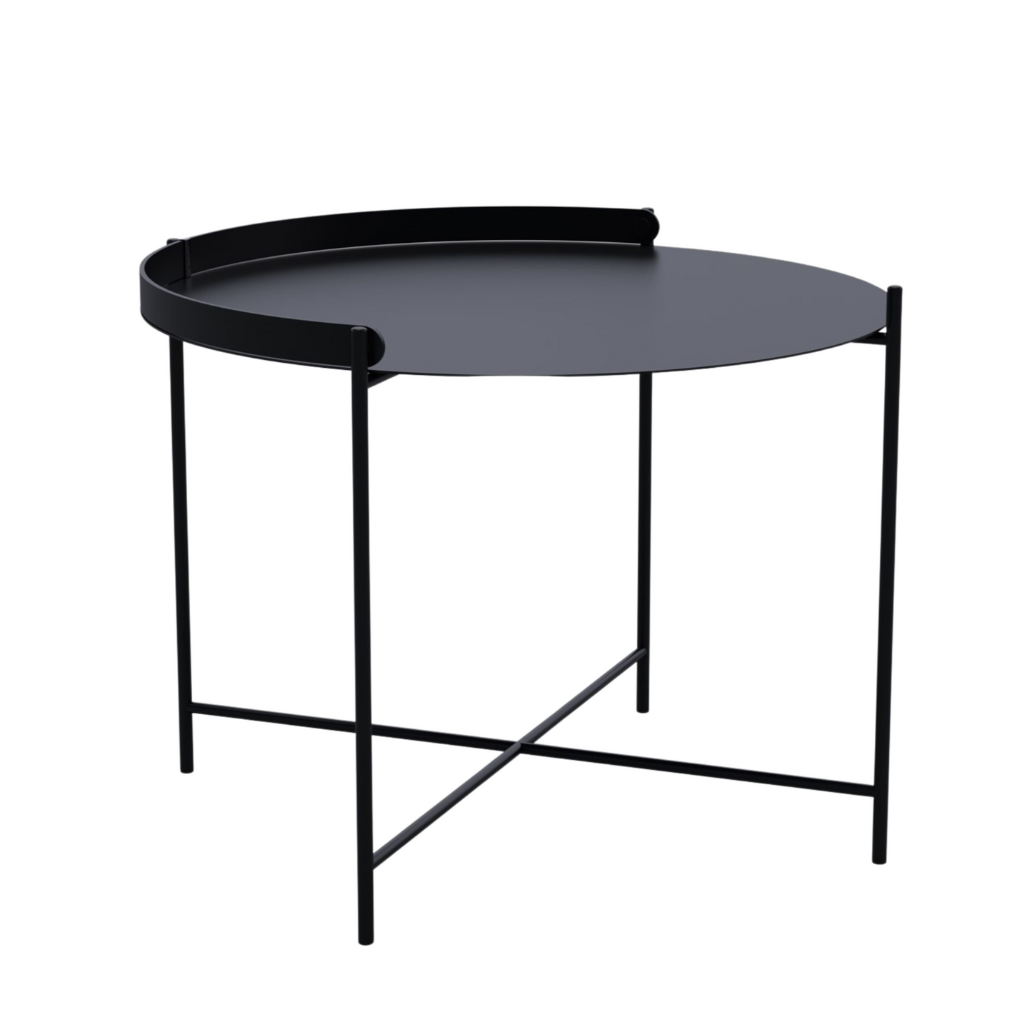 Black round side table.