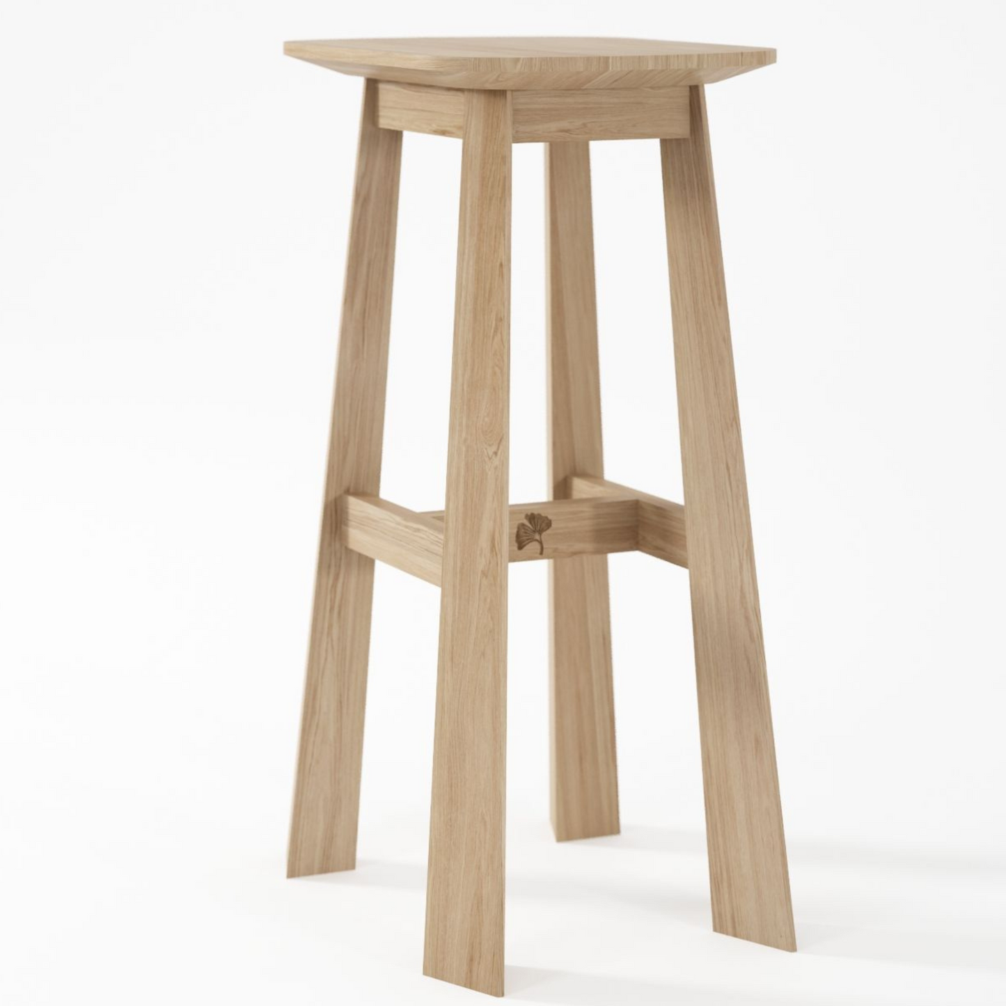Wooden bar stool on white background.
