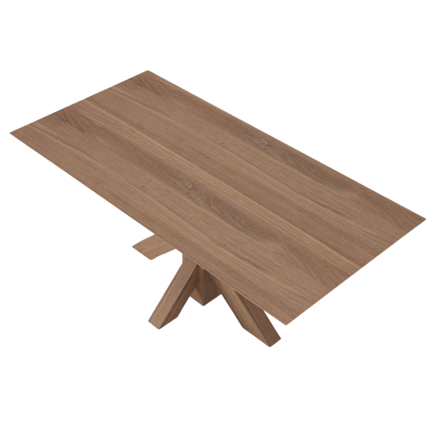 Wooden rectangular table with angled legs.