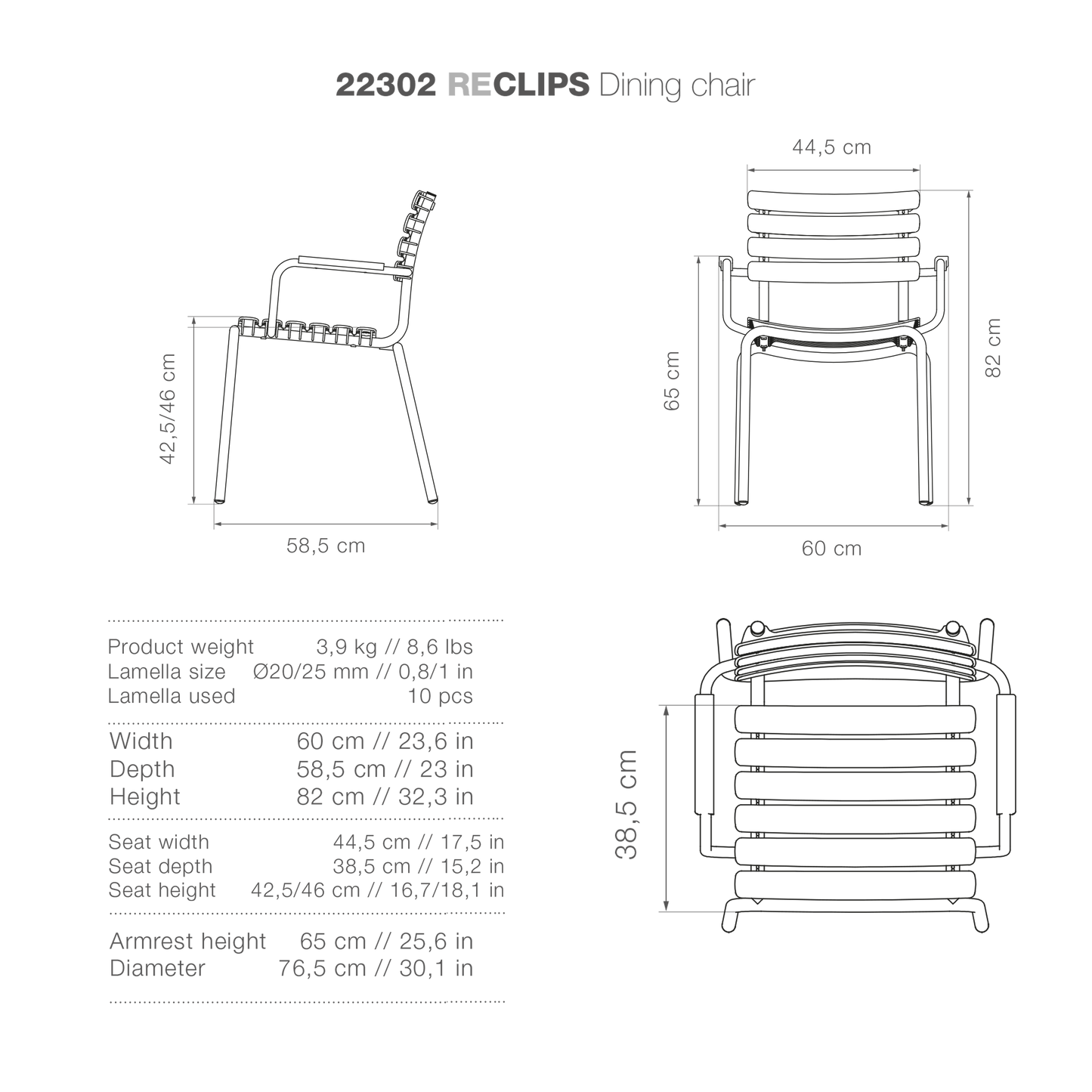 ReCLIPSDiningchair dimensions and specifications