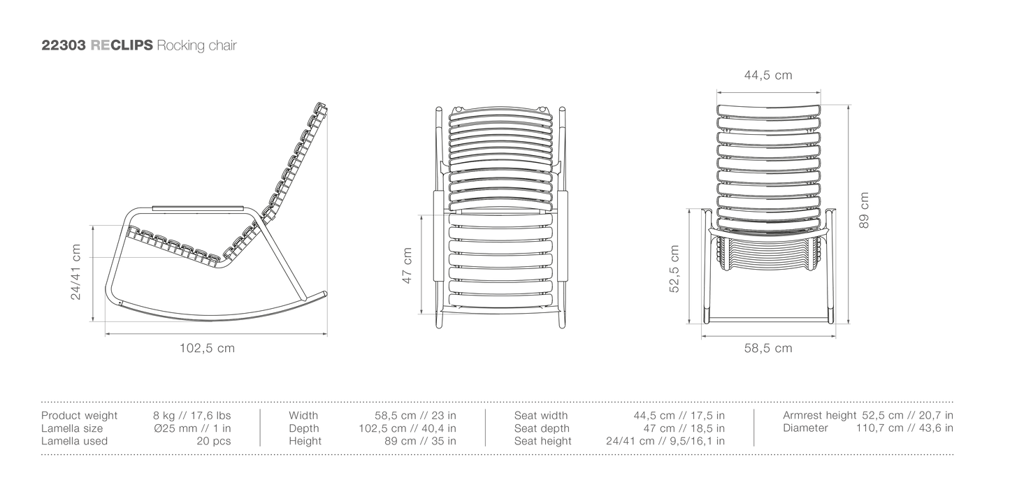 22303ReCLIPSRockingchair high-res dimensions diagram