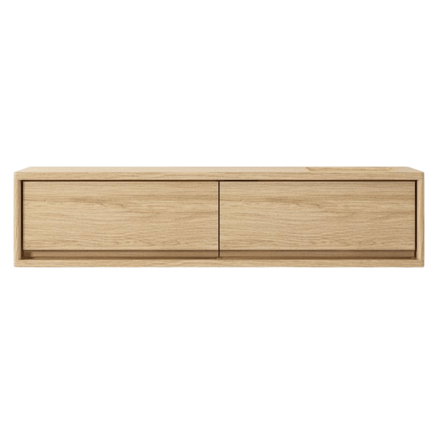 Wooden wall-mounted cabinet with two drawers.