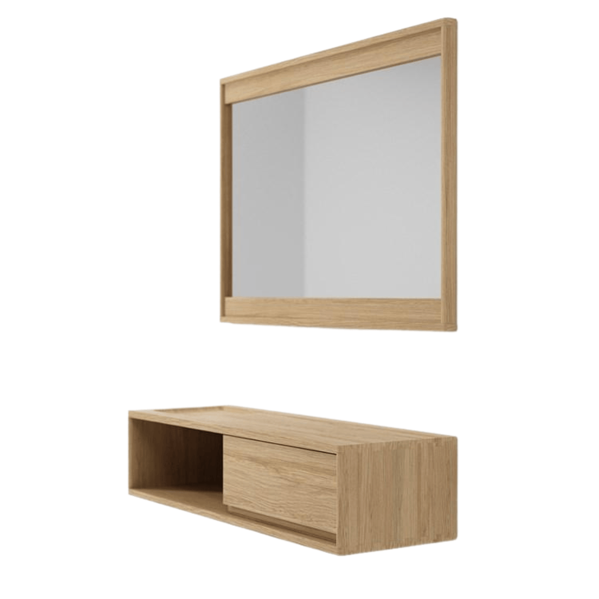 Wooden mirror and floating shelf - 40_e508625b