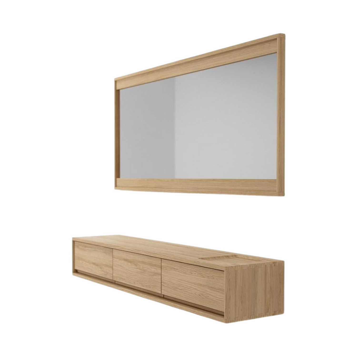 Modern wood mirror and cabinet set