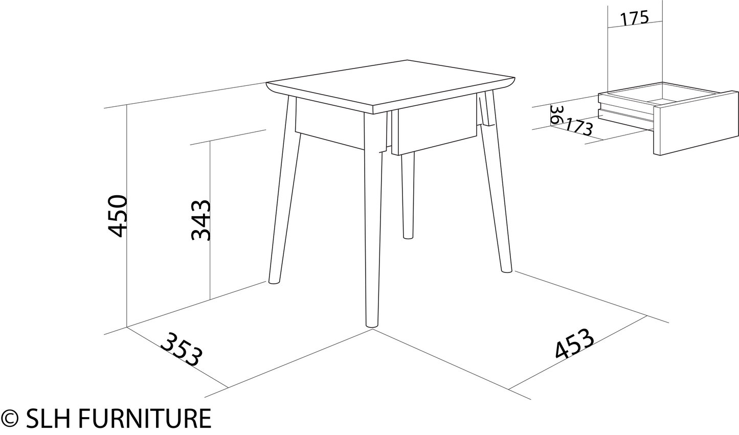 KV0112 side table dimensions and details