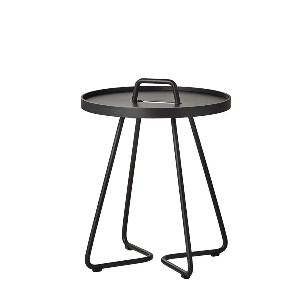 Black side table with handle