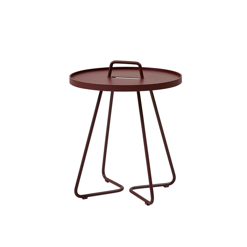 Red side table with handle
