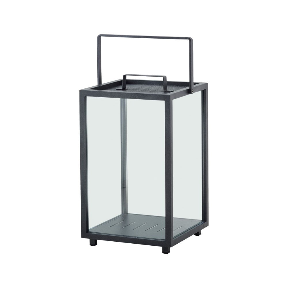 5725AL_1 Black metal lantern with glass panels and handle